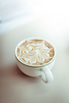 closeup of latte art coffee