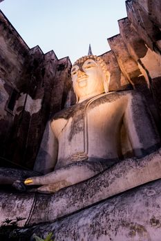 Closeup of buddha sculpture of Wat Si Chum from Sukhothai, Thailand