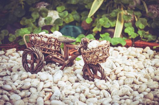 Small of  Wood Bicycle With White Stone