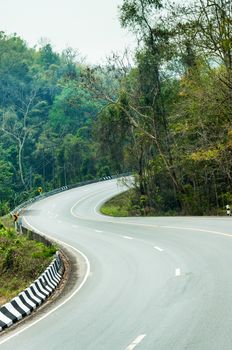 Curve of Asphalt Road on Mountain