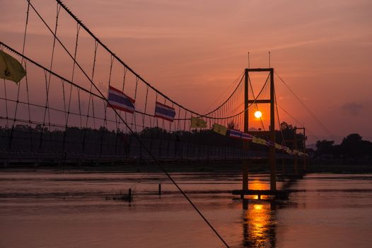 Taksin history bridge and sunset business travel of Thailand