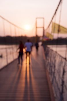 sunset and bridge blurred background