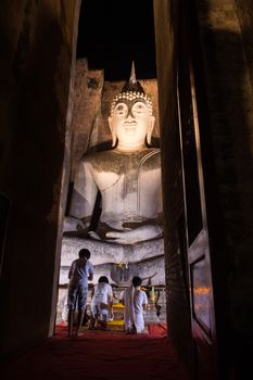 Closeup of buddha sculpture of Wat Si Chum from Sukhothai, Thailand