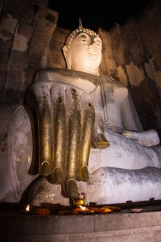 Closeup of buddha sculpture of Wat Si Chum from Sukhothai, Thailand