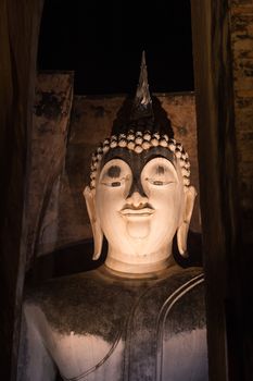 Closeup of buddha face of Wat Si Chum from Sukhothai, Thailand