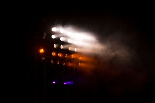 tower of lighting effects in concert hall