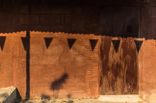 background color of concrete wall and flag shadow