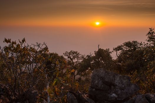 sunrise of Doi Luang Chiang Dao Mountain Landscape, Chiang Mai, Thailand.