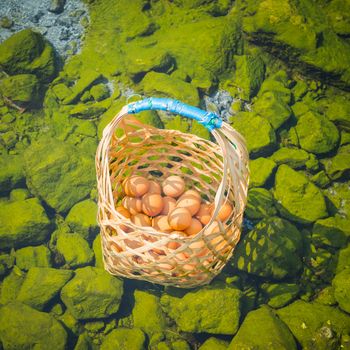 Boiled egg in hot spring, business travel in Thailand