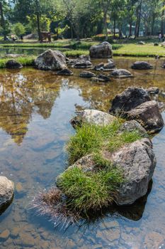 Chaeson hot spring pond landscape, Lampang province, Thailand.