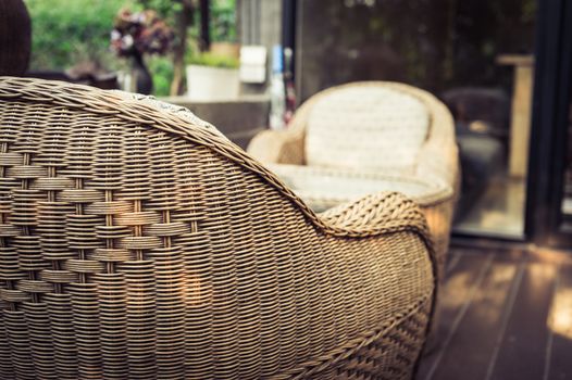 closeup of wood sofa for living lifestyle conception