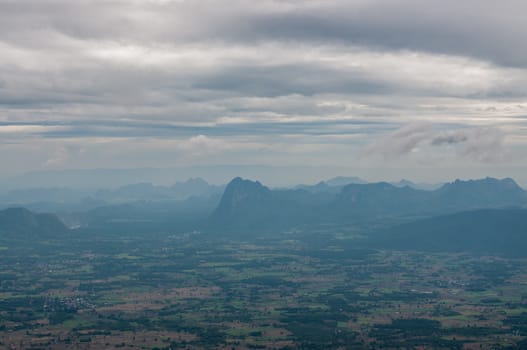 Cloudy sky and mountain landscape,Phu Kra Dueng, Thailand.