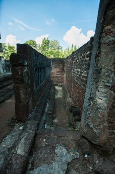 Old city of worship place landmarks, history park of Si-Satchanalai, Sukhothai province, Thailand.