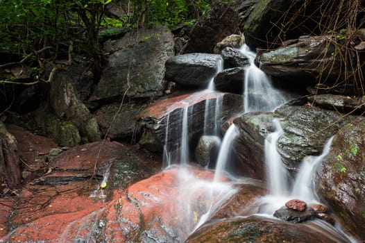 Waterfall in forest landscape