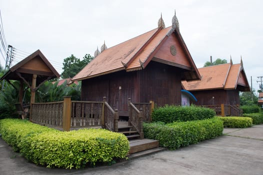 Style of thai lanna home stay with garden decorated
