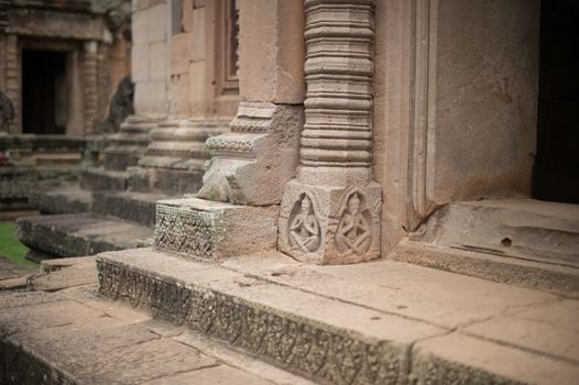 Closeup of sculptor in Wat Khao Phanom Rung Castle History Landmark of Buriram Province, Thailand