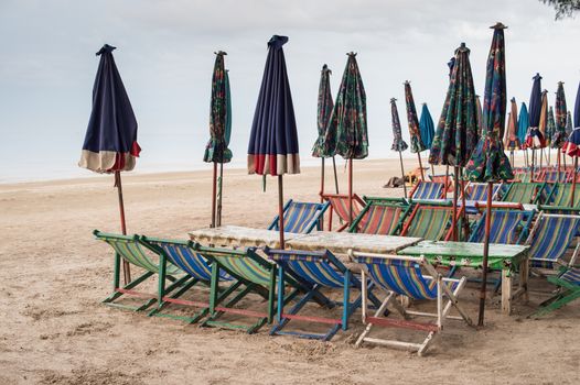 daybed and table on the beach