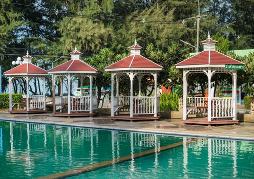 Vintage of pavilion and swimming pool