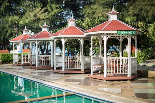 Vintage of pavilion and swimming pool