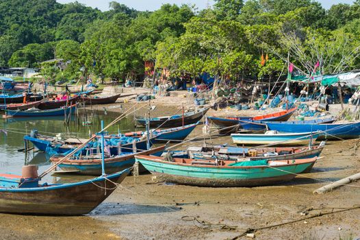 Fishing Harbor marina landscape, rayong province, Thailand.