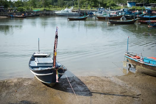 Fishing Harbor marina landscape, rayong province, Thailand.