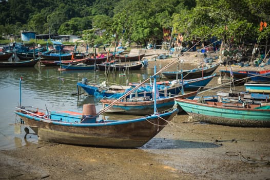 Fishing Harbor marina landscape, rayong province, Thailand.