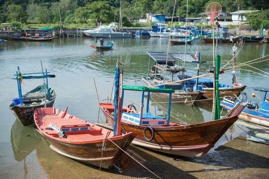 Fishing Harbor marina landscape, rayong province, Thailand.