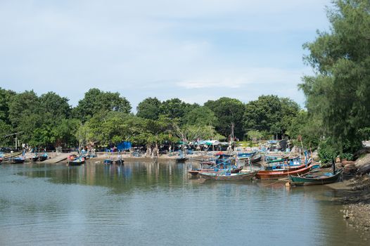 Fishing Harbor marina landscape, rayong province, Thailand.
