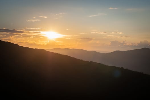 Sunset and Mountain view landscape.