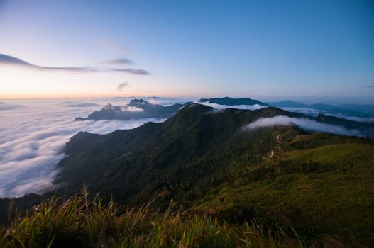 Foggy and mountain of Phu Chi Fa landscape, Thailand