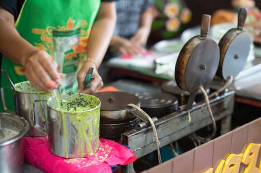 Closeup of people made of sweet food, asian food style, Thailand