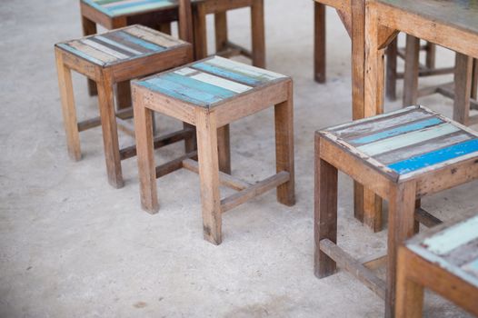 closeup of grunge wood stool furniture.