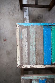 closeup of grunge wood stool background.