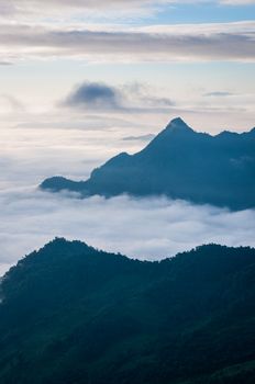 Foggy and mountain of Phu Chi Fa landscape, Thailand