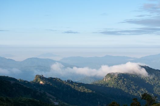 Mountain and cloudy sky landscape