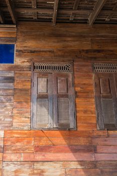 old wood window of thai home style design