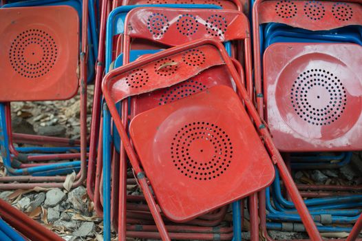 closeup of vintage metal chair