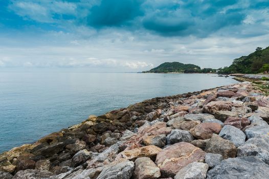 Landscape of rock beach and sea, Nang Phaya hill scenic point