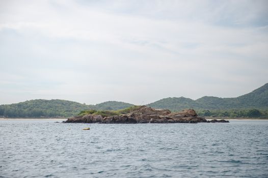 Closeup of small island on the ocean