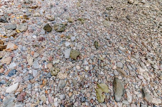 Pattern background of pebble on the beach closeup