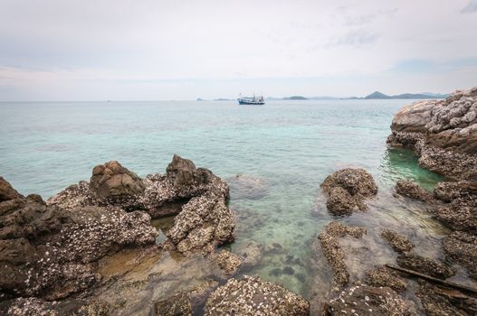 Landscape of abstract stone with ocean