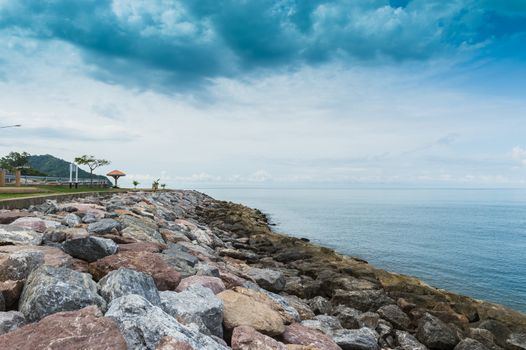 Landscape of rock beach and sea, Nang Phaya hill scenic point