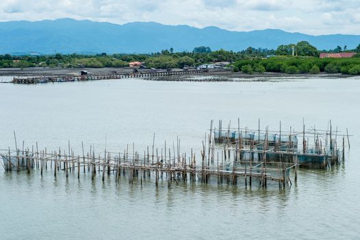 Fisherman's farm on the sea landscape