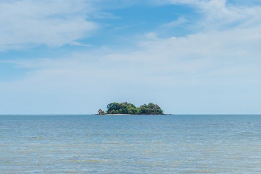 Closeup of alone island  on the ocean landscape