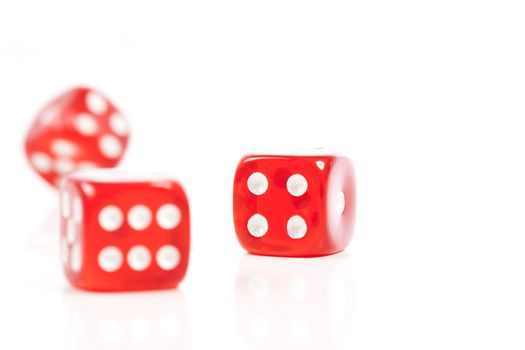 Red Casino Dices On White Background