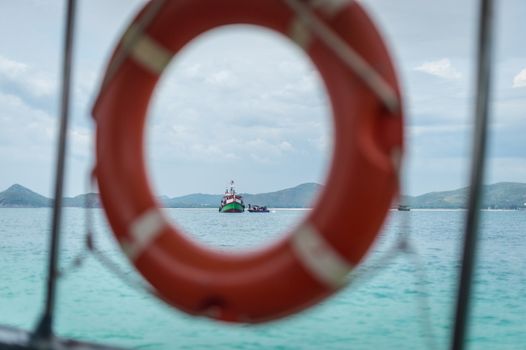 through of looking boat in the ring buoy