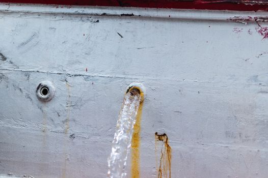 Closeup of hole drainage on the boat