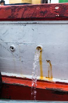 Closeup of hole drainage on the boat