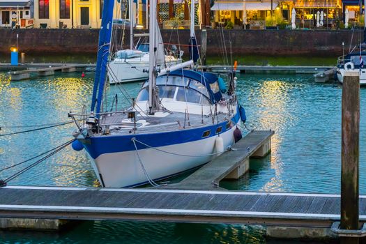 docked boat in the harbor of vlissingen, popular city in Zeeland, The Netherlands