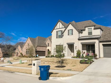 Brand new construction single-family house with attached garage near Dallas, Texas, USA